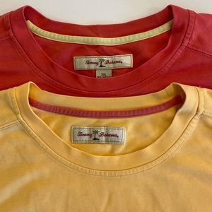 2 Tommy Bahama tees. 1 gold, 1 coral. XXL Very soft in beautiful rich colors